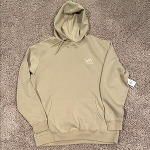 NWT RVCA Tan Hooded Pullover with Subtle Logo size XL